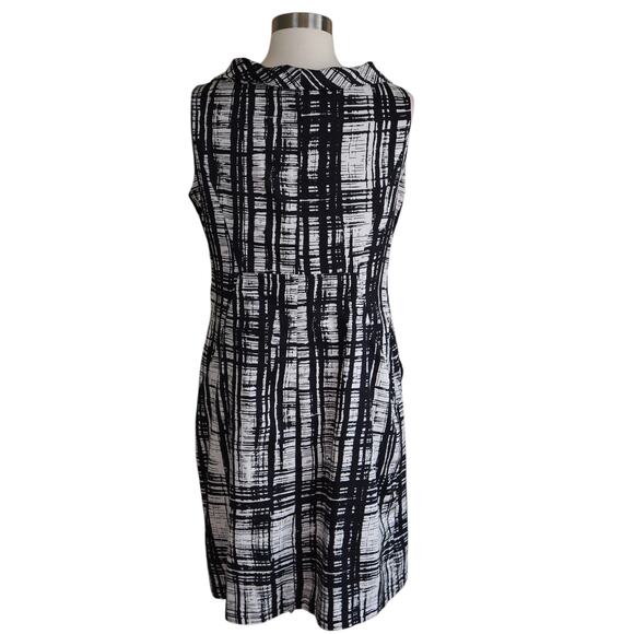 Ann Taylor Womens Cowl Neck Sheath‎ Dress Size 8 Black White Abstract Print Work - Picture 5 of 10